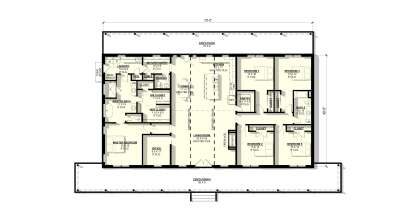 Main Floor: 5BR, 2.5BA, Vaulted Living/Dining/Kitchen, Office, Butler Pantry, Ldry, Mudroom, Fireplace, Cov'd Patio & Porch. House Plan # 3822-00017 Main Floor  Floor Plan Drawing by America's Best House Plans, Inc.