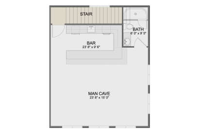 Second Floor: Man Cave, Bar area, 1 Bath, Stairs. House Plan # 2802-00580 Second Floor Floor Plan Drawing by America's Best House Plans, Inc.