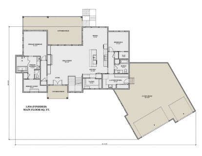 Main Floor: 2BR, 2BA, Great Room, Kitchen, Dining, Pantry, Ldry/Mud, 3-car garage, WIC, Covered Deck, Covered Porch, Stairs. House Plan # 7140-00027 Main Floor  Floor Plan Drawing by America's Best House Plans, Inc.