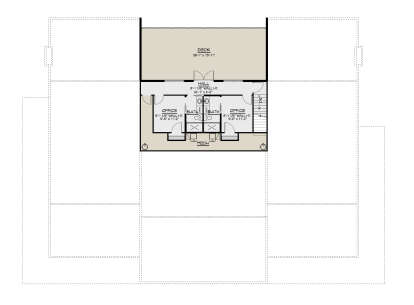 Second Floor: 2 Offices, 2 BA, Hall, Mech room, large Deck, stairs. Unheated: Deck area. House Plan # 5032-00492 Second Floor Floor Plan Drawing by America's Best House Plans, Inc.