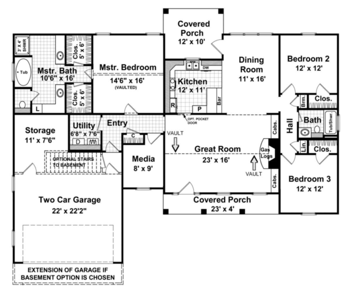 Ranch Plan 1,800 Square Feet, 3 Bedrooms, 2 Bathrooms