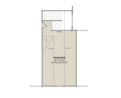 Bonus Room, stairs, railing, sloped ceilings (4' to 9'). House Plan # 7983-00211 Bonus Room Floor Plan Drawing by America's Best House Plans, Inc.