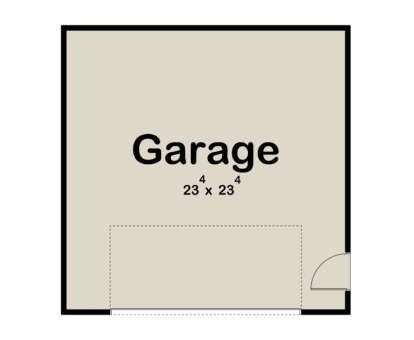 Garage Floor: 2-car garage, 23'4" x 23'4", single entry door. Unheated square footage. House Plan # 963-01338 Garage Floor Floor Plan Drawing by America's Best House Plans, Inc.