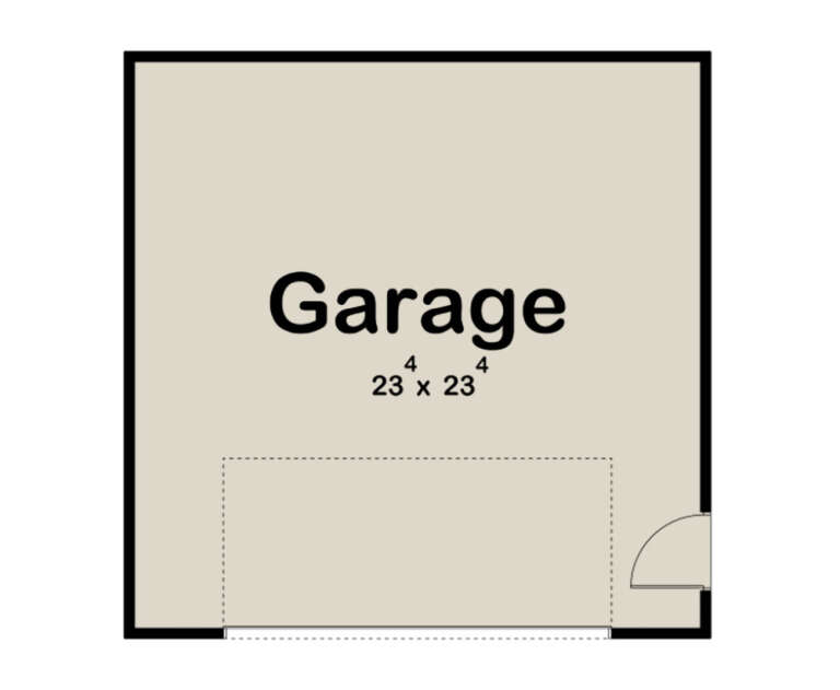 Garage Floor: 2-car garage, 23'4" x 23'4", single entry door. Unheated square footage. House Plan # 963-01338 Garage Floor Floor Plan Drawing by America's Best House Plans, Inc.