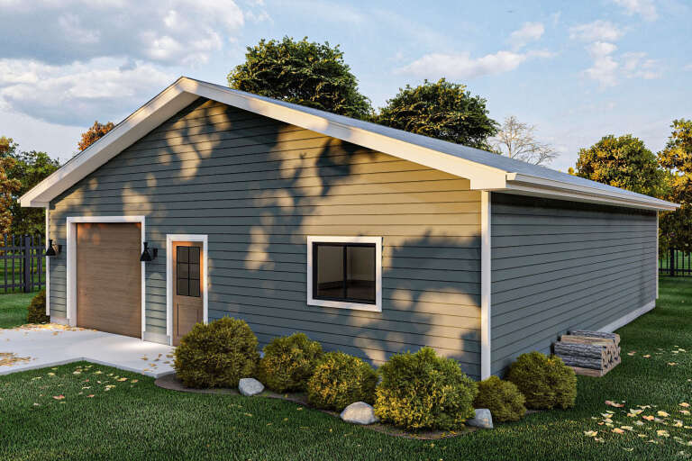 Grey Traditional, Angled Front Elevation, lap siding, wood garage door, wall sconces, concrete pad, and shrub landscaping. House Plan # 963-01339 Digital Rendering by America's Best House Plans, Inc.
