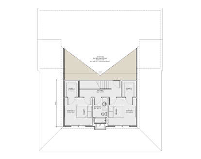 Second Floor: 2BR, 1BA, Hallway, 2 Closets, stairs, 416 sqft unfinished future bonus space. House Plan # 3532-00005 Second Floor Floor Plan Drawing by America's Best House Plans, Inc.