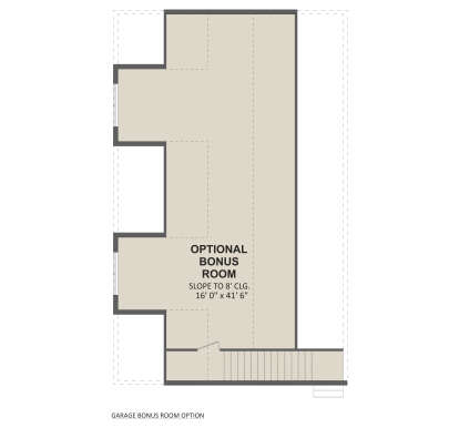 Optional Bonus Room, stairs, sloped ceilings to 8ft height. Unheated area. House Plan # 1958-00081 Bonus Room Floor Plan Drawing by America's Best House Plans, Inc.