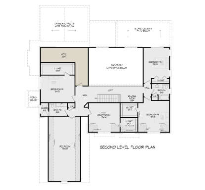 Second-floor plan drawing with 3BR, 2BA, loft, reading nook, craft room, rec room, attic, and open-to-below area. House Plan # 940-01483