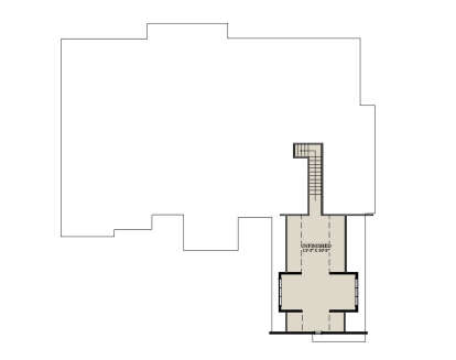 Upper-floor plan drawing with stairs and unfinished space. House Plan # 6849-00184