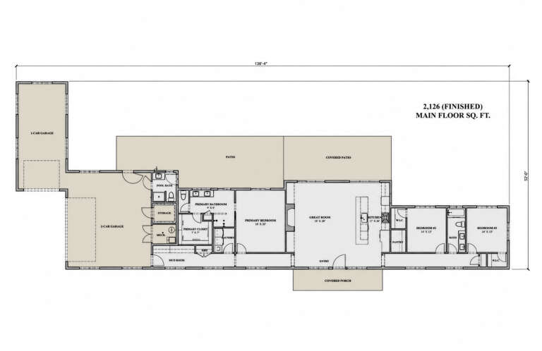 Main floor plan drawing with 3BR, 2.5BA, great room, kitchen, pantry, Ldry, mudroom, 3-car garage, patio, and porch. House Plan # 7140-00052