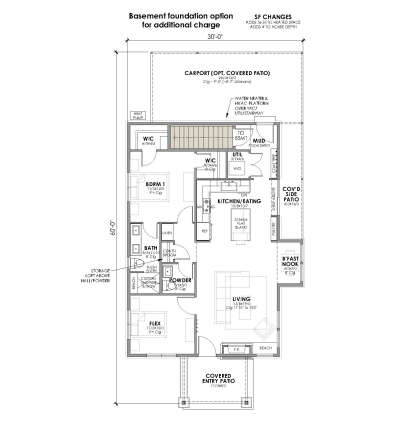 Main Floor w/ Basement Stairs Location for House Plan #7011-00024