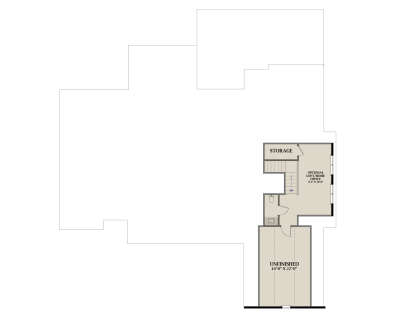 Upper-floor plan drawing with optional loft/home office, 1BA, storage, stairs, and unfinished area. House Plan # 6849-00186