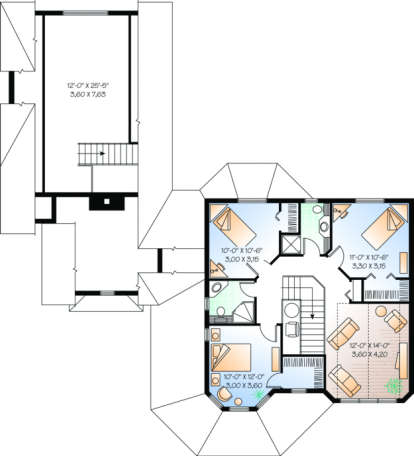 Second Floor for House Plan #034-00053