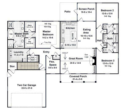 Main Floor w/ Basement Stairs Location for House Plan #348-00104