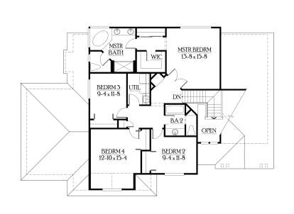 UPPER FLOOR for House Plan #341-00001