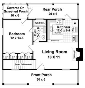 Basement Option Floor Plan for House Plan #348-00166