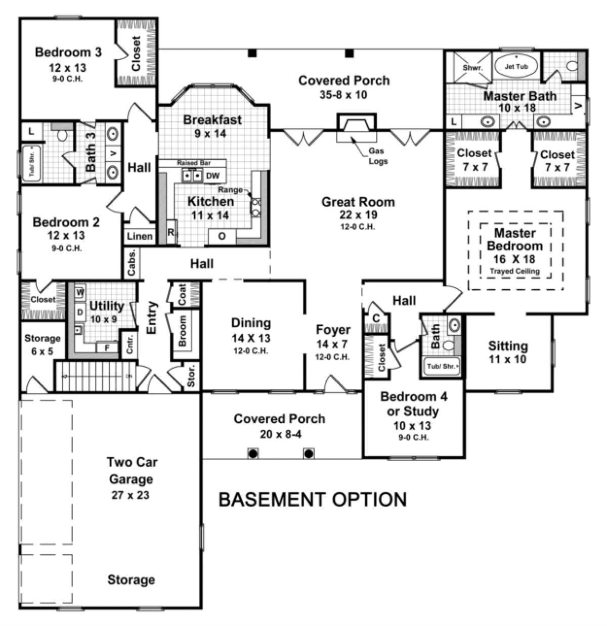 Basement Option Floor Plan for House Plan #348-00192