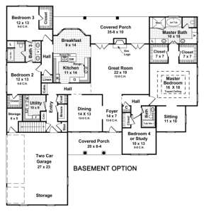 Basement Option Floor Plan for House Plan #348-00192