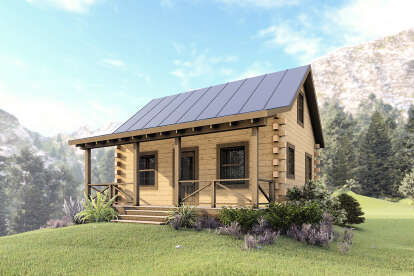 Log House Plan #154-00001 Elevation Photo