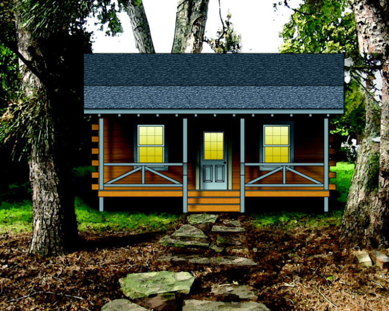 Log House Plan #154-00002 Elevation Photo