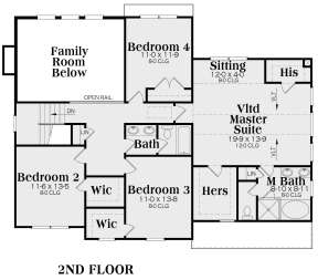 Second Floor for House Plan #009-00021