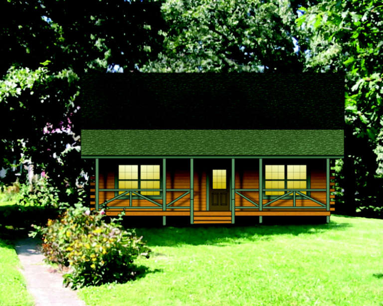 Log House Plan #154-00005 Elevation Photo