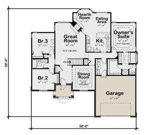 Traditional Plan: 1,911 Square Feet, 3 Bedrooms, 2 Bathrooms - 402-00100