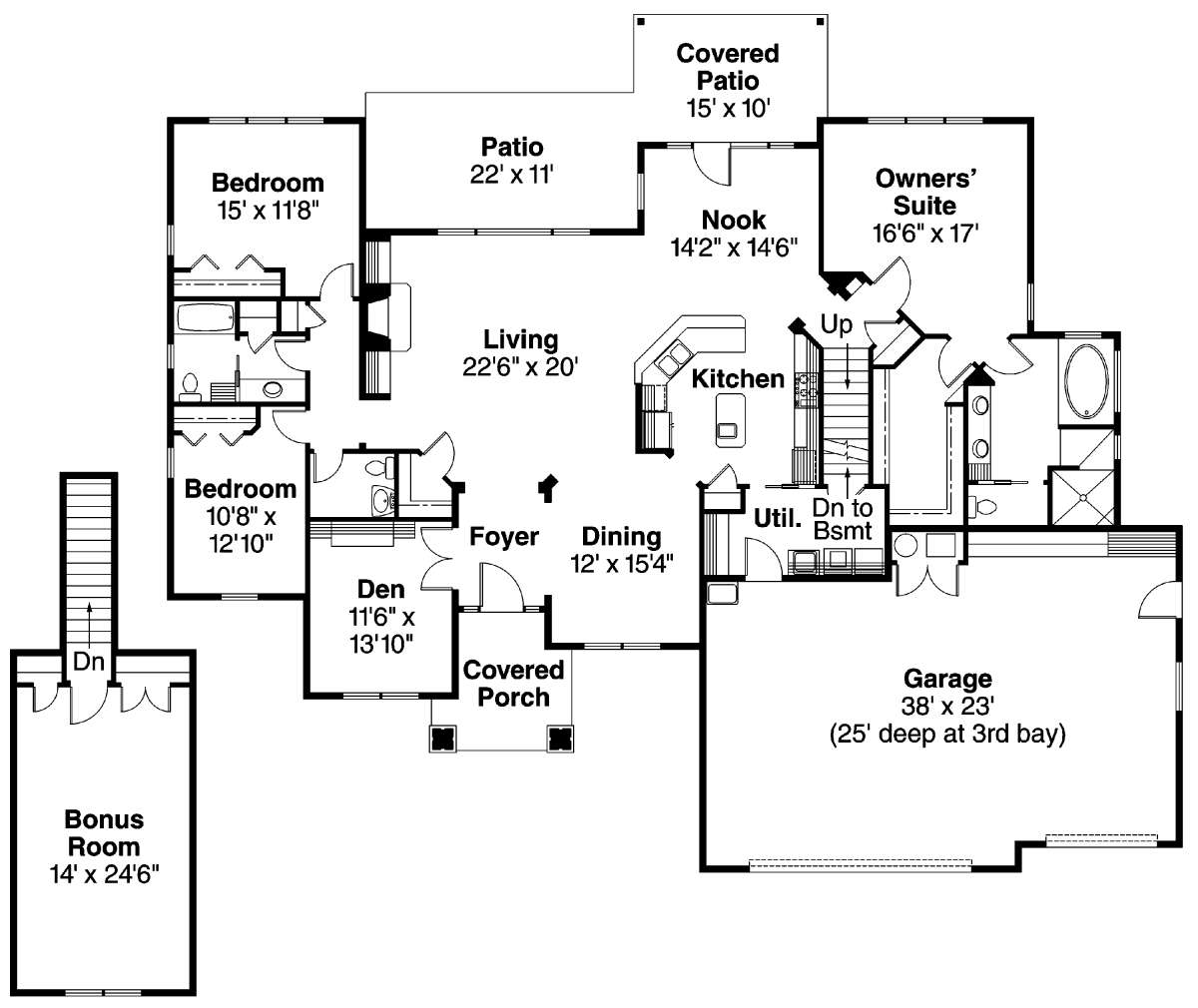 Floorplan 1 for House Plan #035-00414
