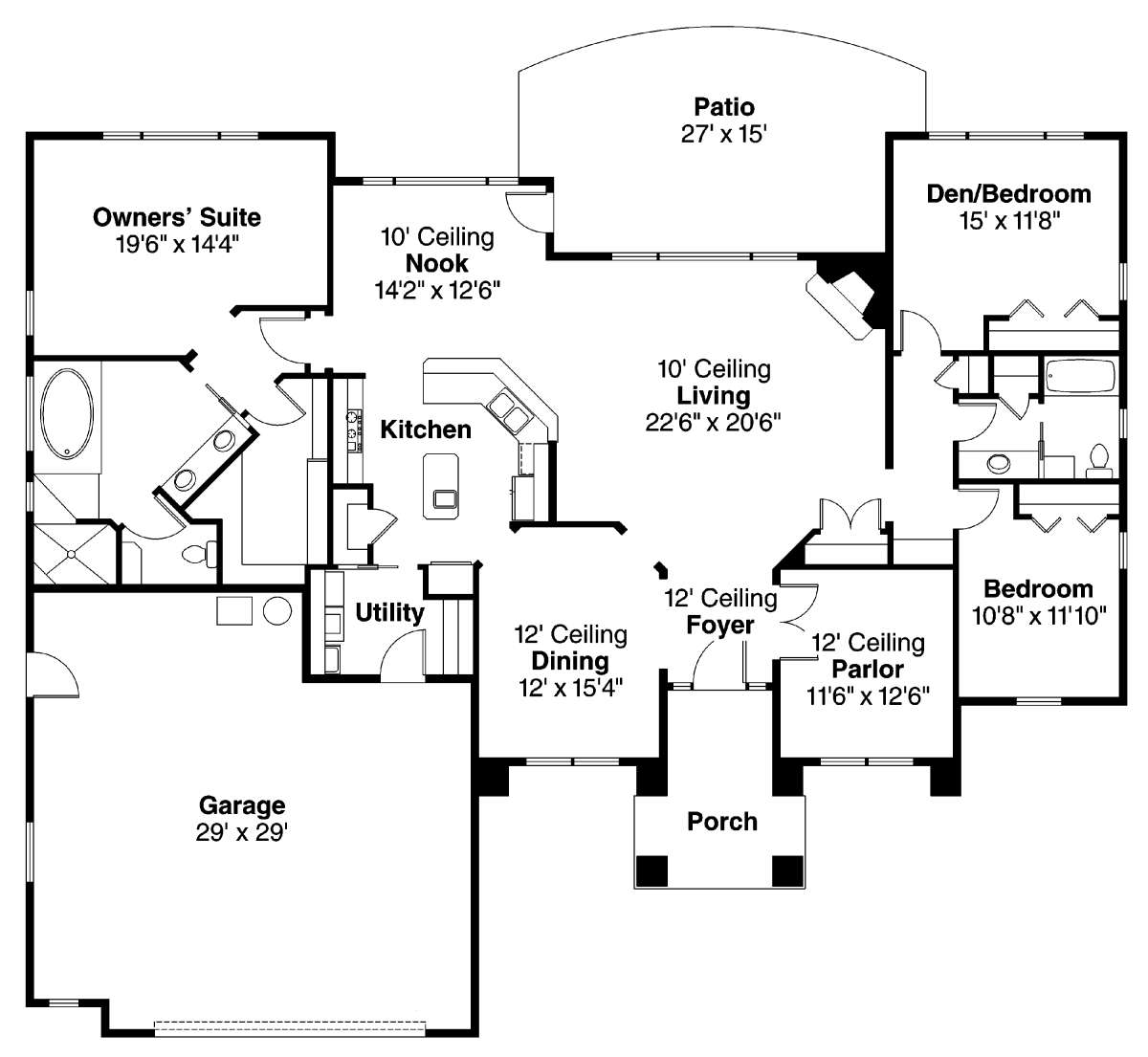Floorplan 1 for House Plan #035-00418