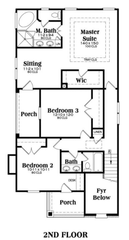 Second Floor for House Plan #009-00024