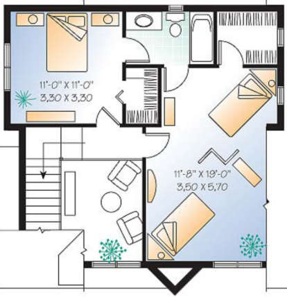 Second Floor for House Plan #034-00061