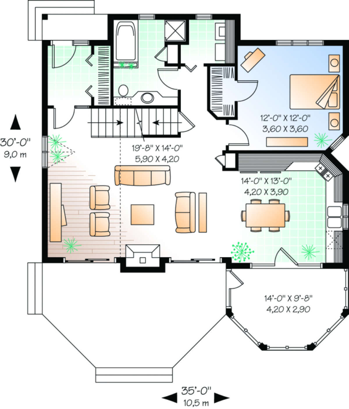 First Floor for House Plan #034-00068