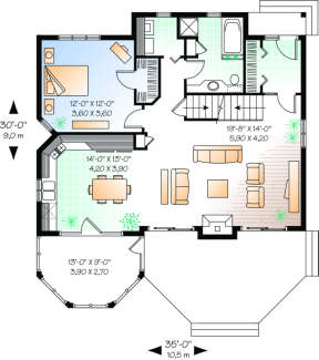 First Floor for House Plan #034-00069