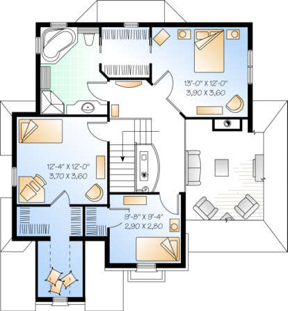 Second Floor for House Plan #034-00075