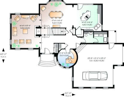 First Floor for House Plan #034-00076