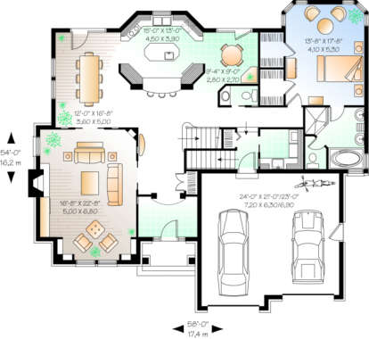 First Floor for House Plan #034-00078