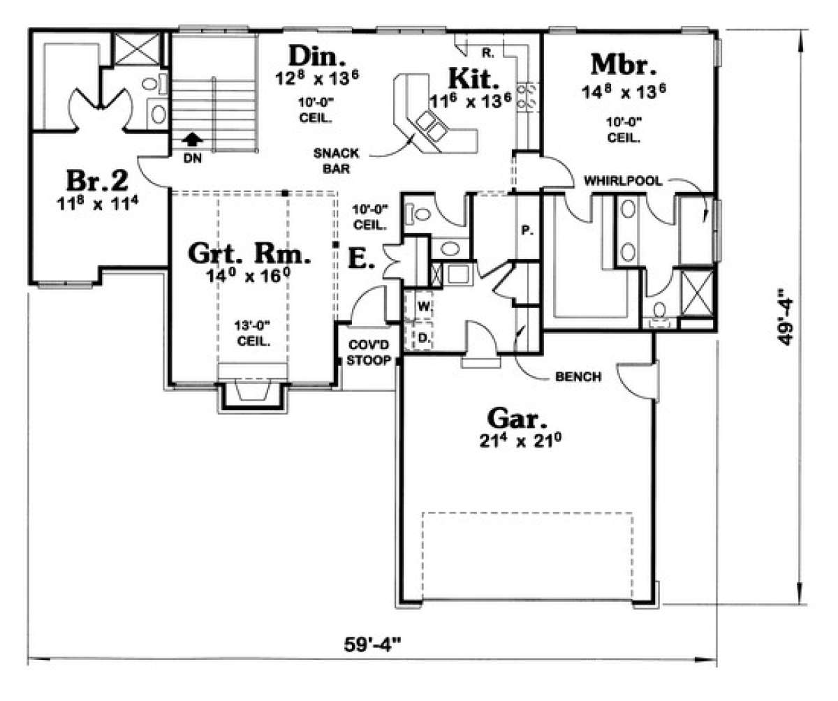 Floorplan 1 for House Plan #402-00545