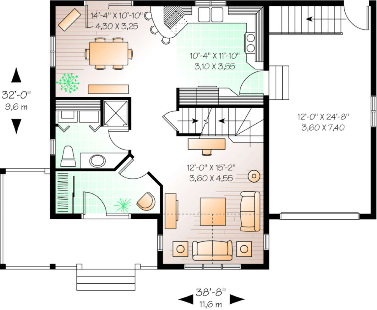 First Floor for House Plan #034-00084