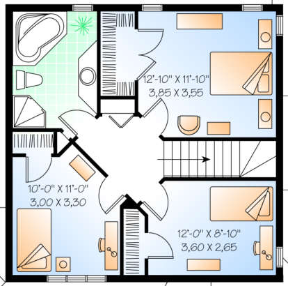Second Floor for House Plan #034-00084