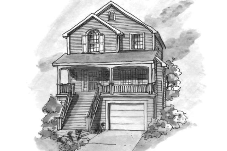 Narrow Lot House Plan #402-00618 Elevation Photo