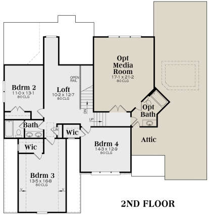 Second Floor for House Plan #009-00029