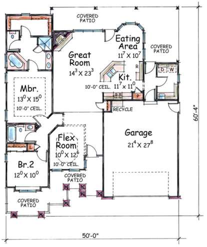 Floorplan 1 for House Plan #402-00708