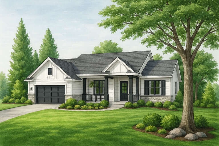 House Plan House Plan #4641 Angled Front Elevation