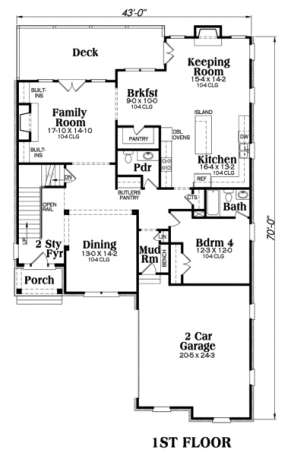 Floorplan 1 for House Plan #009-00030