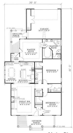 Floorplan 1 for House Plan #110-00213