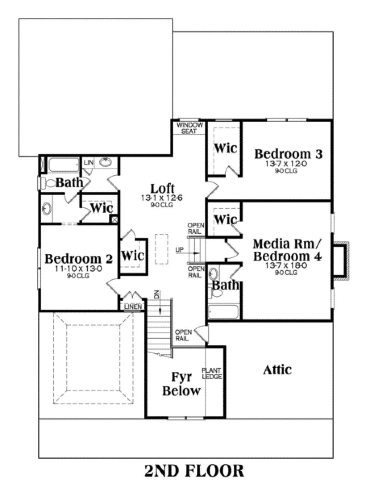 Second Floor for House Plan #009-00031