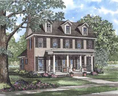 Colonial House Plan #110-00253 Elevation Photo
