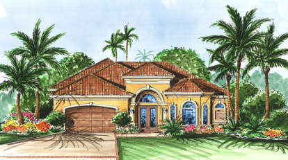 Mediterranean House Plan #575-00045 Elevation Photo