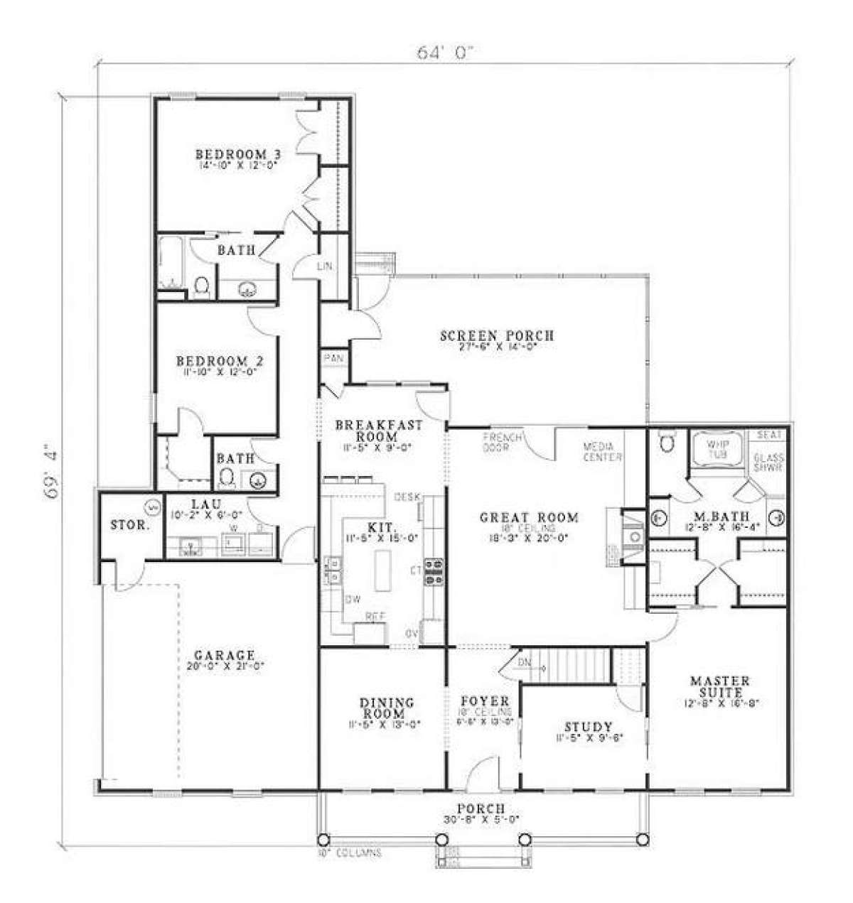 Floorplan 1 for House Plan #110-00263
