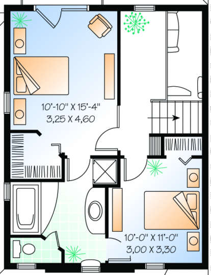 Second Floor Option 1 for House Plan #034-00094